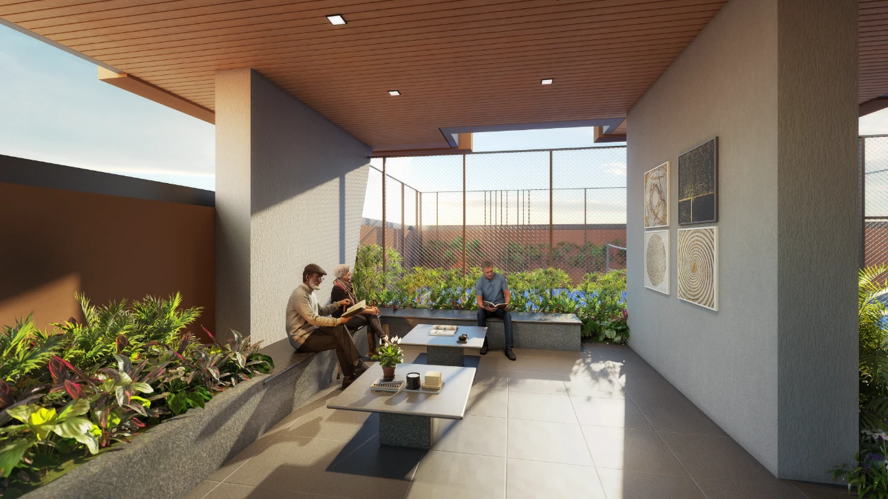 Landscaped seating deck